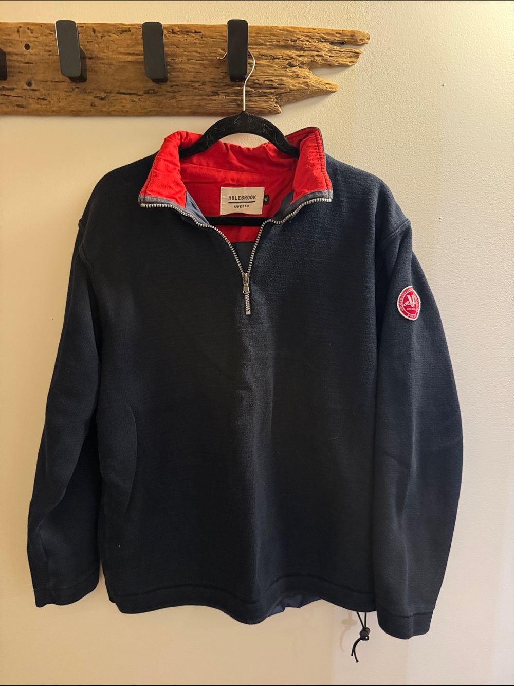 Holebrook Sweden original windproof Navy 1/4 Zip Sweater with Red men’s XL